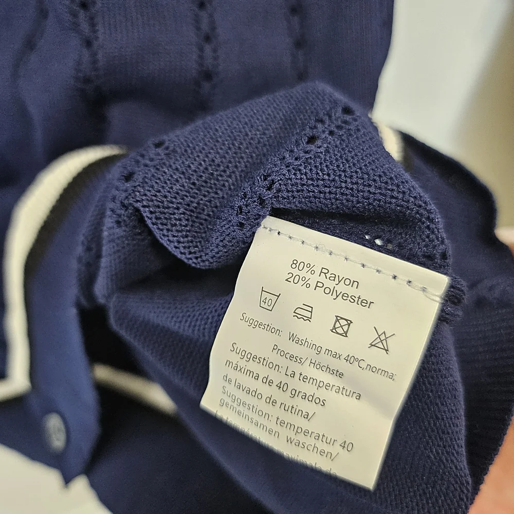 Men's Navy Casual Button Down Shirt - Picture 6 of 7